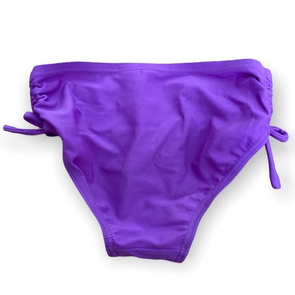 🌺 ZERO XPOSUR Purple Ruched Tie Swim Bottoms - Picture 2 of 5